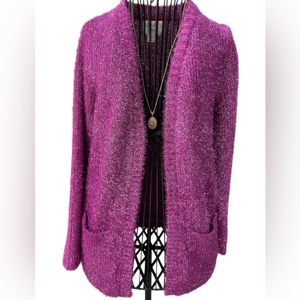 Colorful Planet Cozy Purple  Sweater/Cardigan Size L